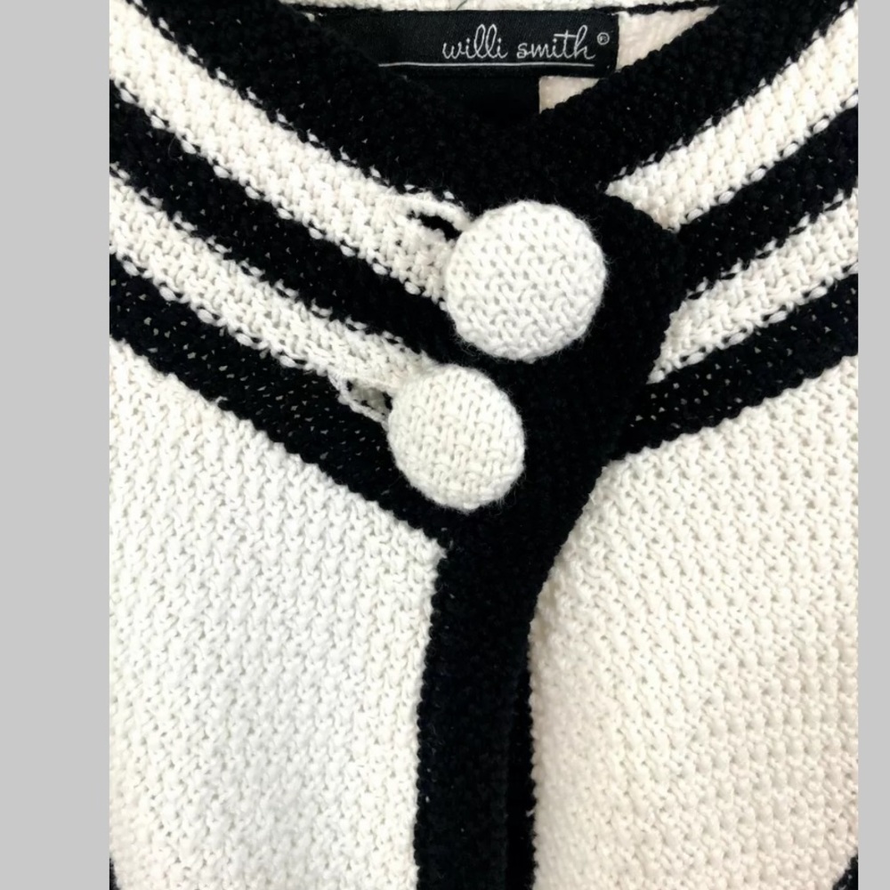 Willi Smith Knit Cardigan Size S Black & White - Picture 3 of 6